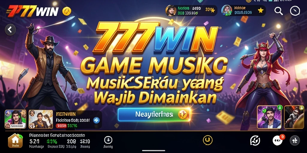 Tampilan gameplay seru di 777WIN yang menampilkan berbagai lagu.