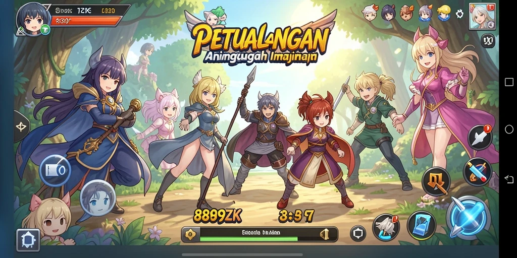 Tampilan gameplay 889ZK yang penuh aksi dan karakter unik.