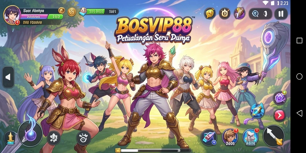 Screenshot gameplay BOSVIP88 yang menampilkan aksi karakter Anime.