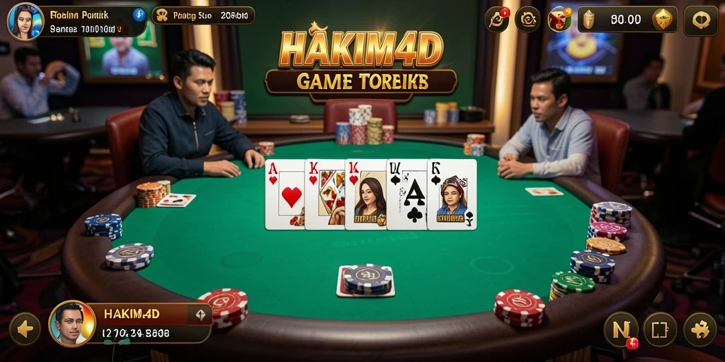Tampilan gameplay seru HAKIM4D dengan berbagai pilihan permainan poker.