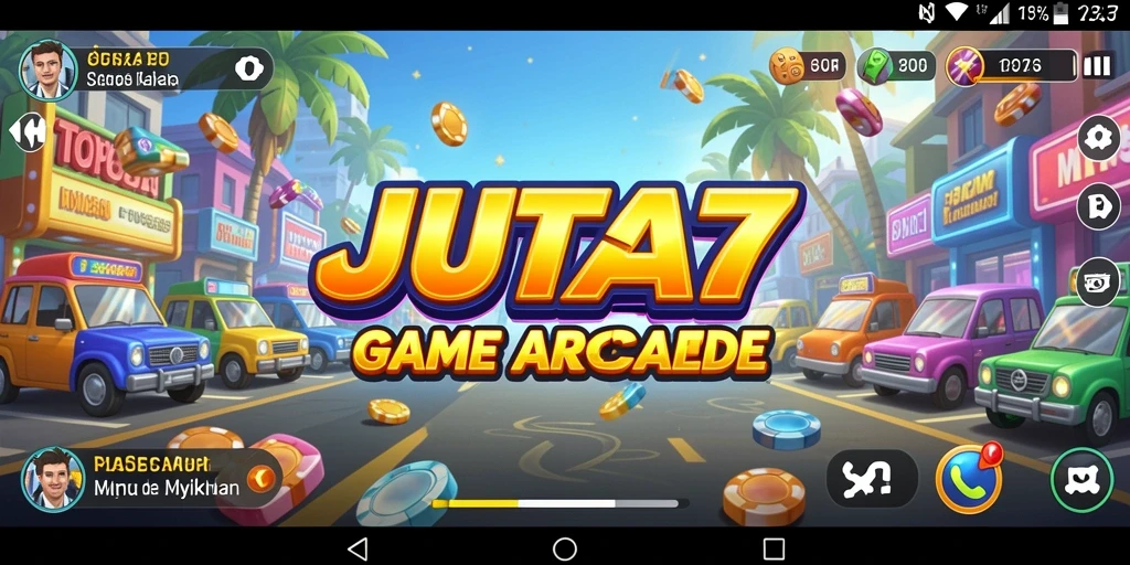 Screenshot JUTA7 menampilkan aksi seru dalam gameplay arcade.