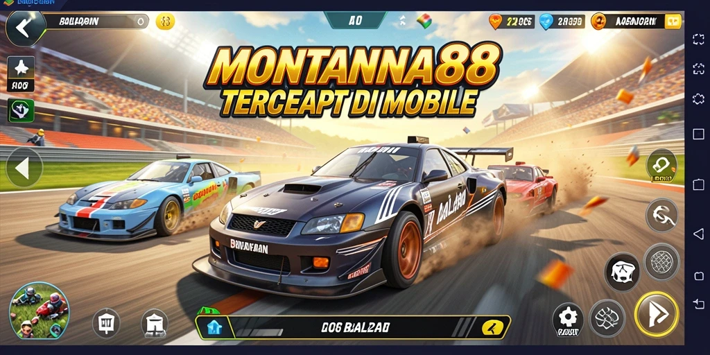 Tangkapan layar gameplay MONTANA88 menampilkan aksi balapan yang mendebarkan.