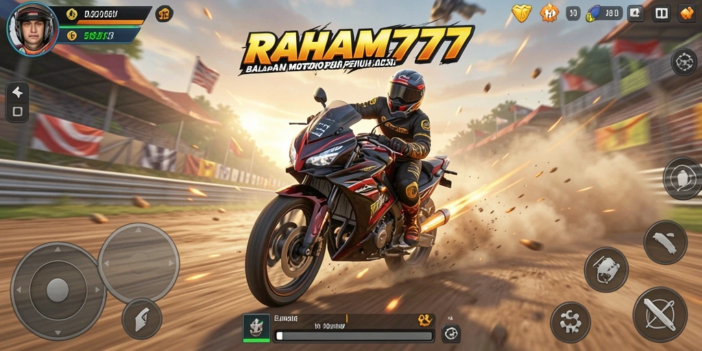 Tampilan gameplay menegangkan dalam balapan motor.