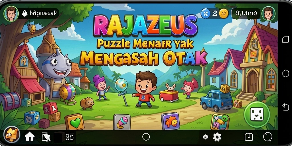 Tampilan gameplay RAJAZEUS dengan teka-teki yang menantang dan menarik.