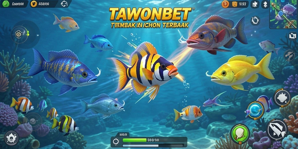 Tampilan gameplay TAWONBET dengan aksi menembak ikan yang seru.